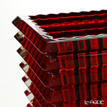 バカラ（Baccarat） EYE 2-802-302 ベース（花瓶） スクエア L 30cm レッド
