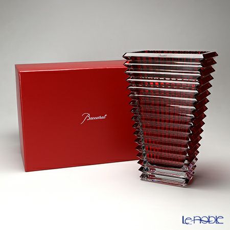 バカラ（Baccarat） EYE 2-802-302 ベース（花瓶） スクエア L 30cm レッド