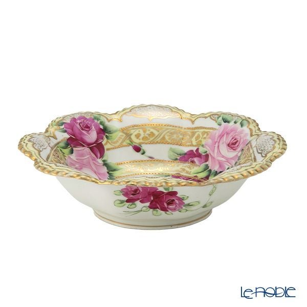 【1点限り】オールドノリタケ 金点盛り 薔薇文 ボウルセット 花型 7pcs