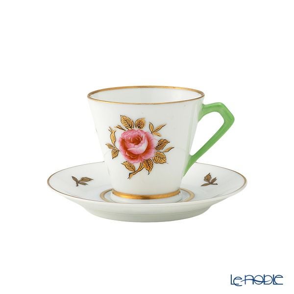 【1点限り】オールドノリタケ 金彩 薔薇文 デミタスカップ＆ソーサー 黄緑