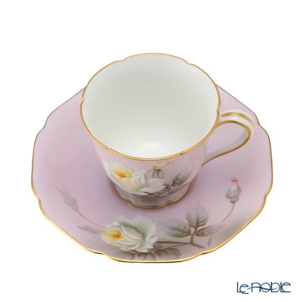 【1点限り】オールドノリタケ 金彩ピンク地 薔薇文 デミタスセット 5客揃え 15pcs 花型