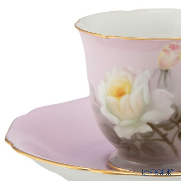 【1点限り】オールドノリタケ 金彩ピンク地 薔薇文 デミタスセット 5客揃え 15pcs 花型