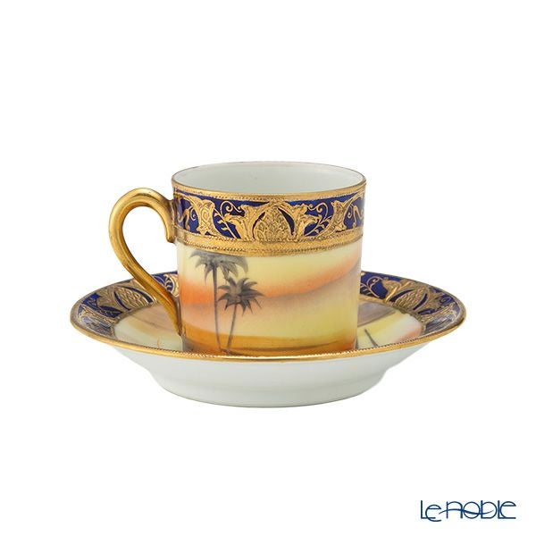 【1点限り】オールドノリタケ 金盛コバルト マンオンキャメル文 デミタスセット 6客揃え 17pcs