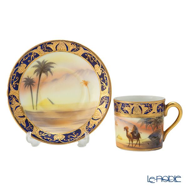 【1点限り】オールドノリタケ 金盛コバルト マンオンキャメル文 デミタスセット 6客揃え 17pcs