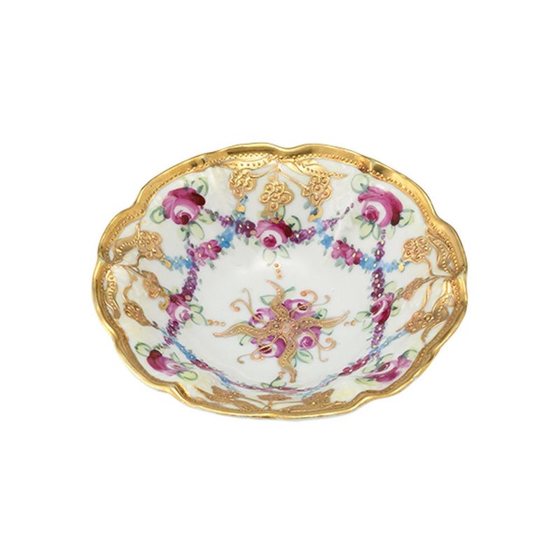 【1点限り】オールドノリタケ 金点盛り 小薔薇 葡萄文 ミニボウル 花型