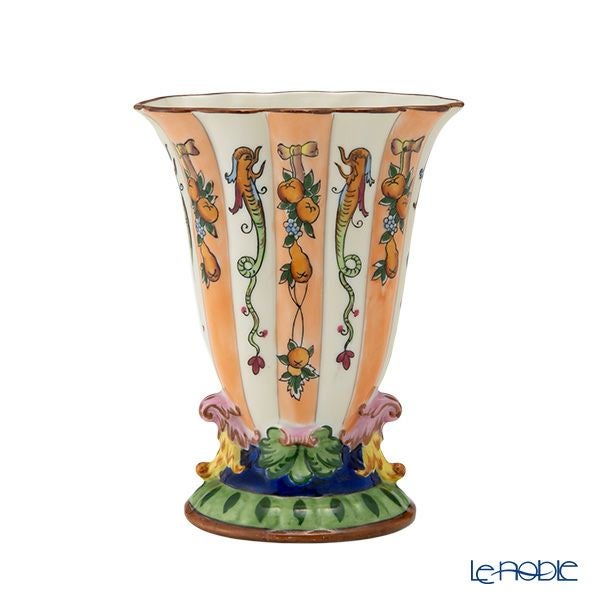 【1点限り】オールドノリタケ 茶枠アールデコ 竜フルーツ文 花瓶 花型