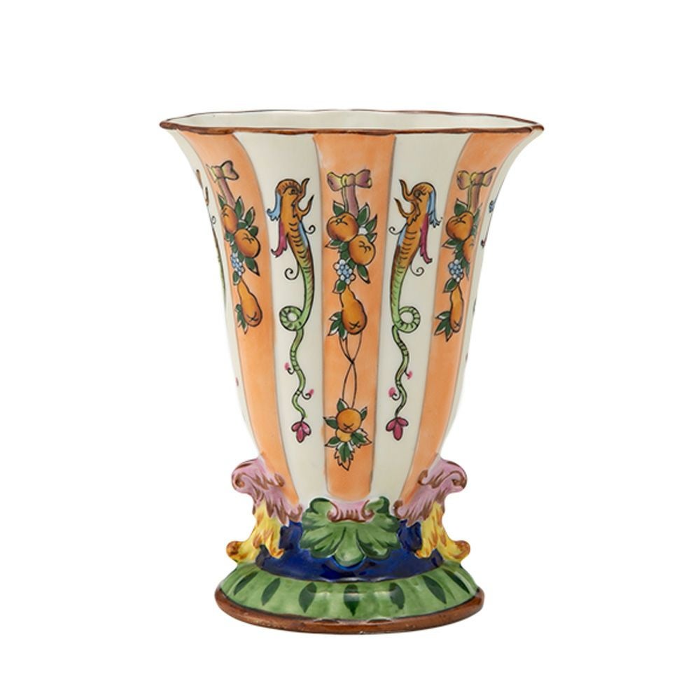 古い辰砂薔薇画ノリタケ花瓶/オールド昭和レトロ朱紅ボーンチャイナ/茶華道活花磁器 花瓶 花器 オールドノリタケ 昭和15年頃 フラワーベース