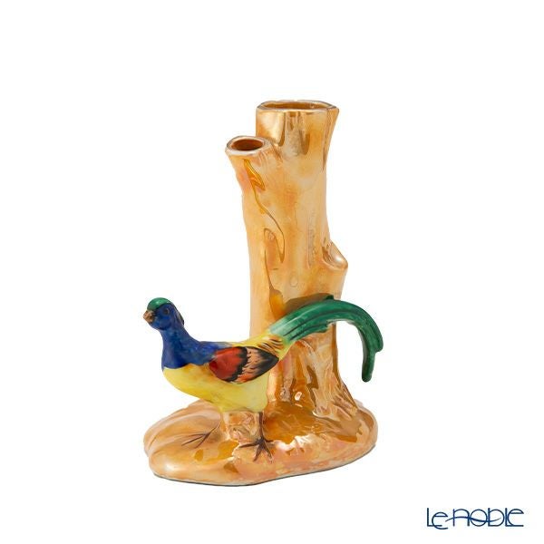 【1点限り】オールドノリタケ アールデコ オレンジラスター彩 二口花瓶 鳥付
