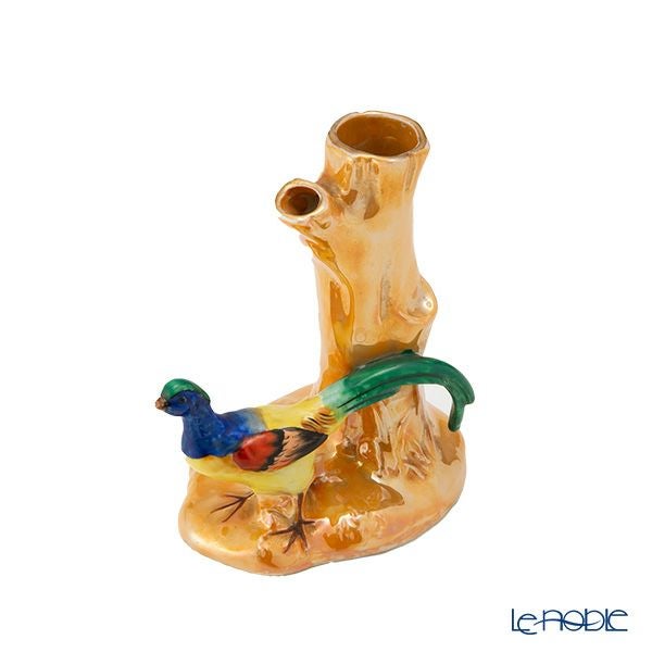 【1点限り】オールドノリタケ アールデコ オレンジラスター彩 二口花瓶 鳥付