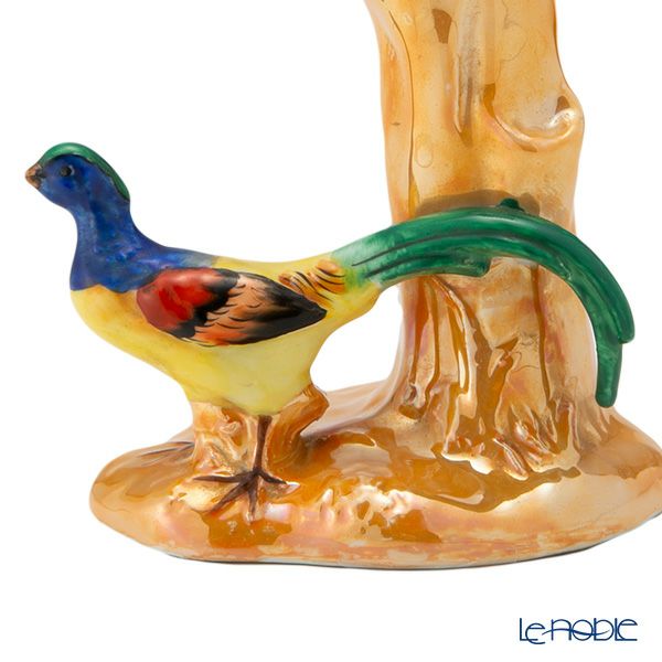 【1点限り】オールドノリタケ アールデコ オレンジラスター彩 二口花瓶 鳥付