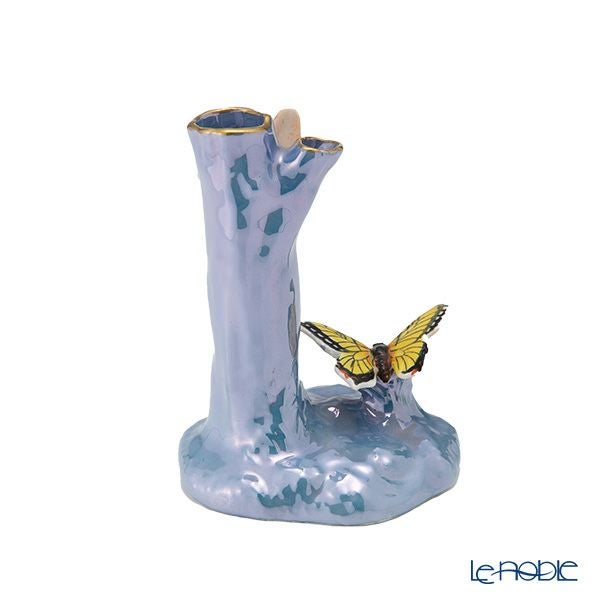 【1点限り】オールドノリタケ アールデコ ブルーラスター彩 二口花瓶 蝶々付