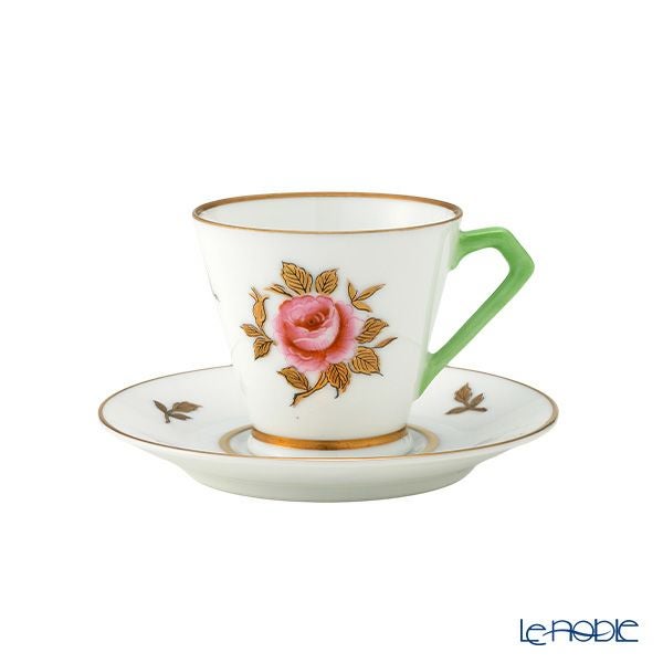 【1点限り】オールドノリタケ 金彩 薔薇文 デミタスカップ＆ソーサー 黄緑