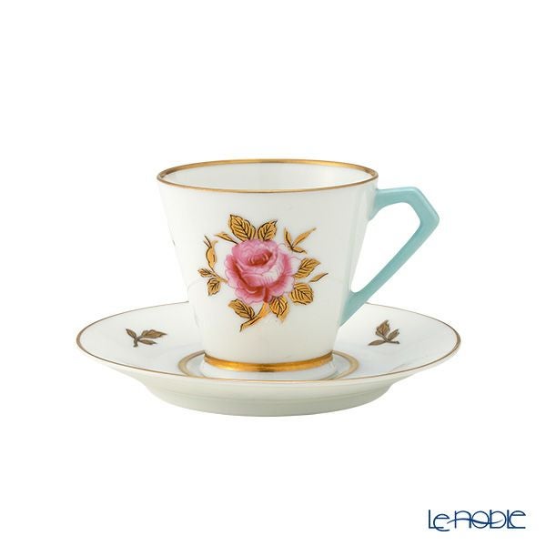 【1点限り】オールドノリタケ 金彩 薔薇文 デミタスカップ＆ソーサー 水色