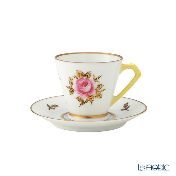 【1点限り】オールドノリタケ 金彩 薔薇文 デミタスカップ＆ソーサー 黄色