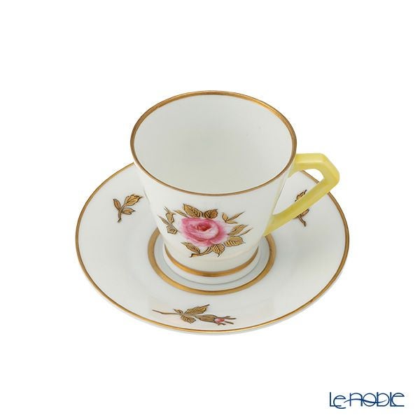 【1点限り】オールドノリタケ 金彩 薔薇文 デミタスカップ＆ソーサー 黄色
