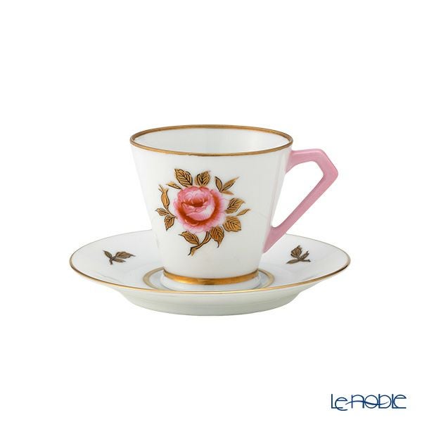 【1点限り】オールドノリタケ 金彩 薔薇文 デミタスカップ＆ソーサー ピンク