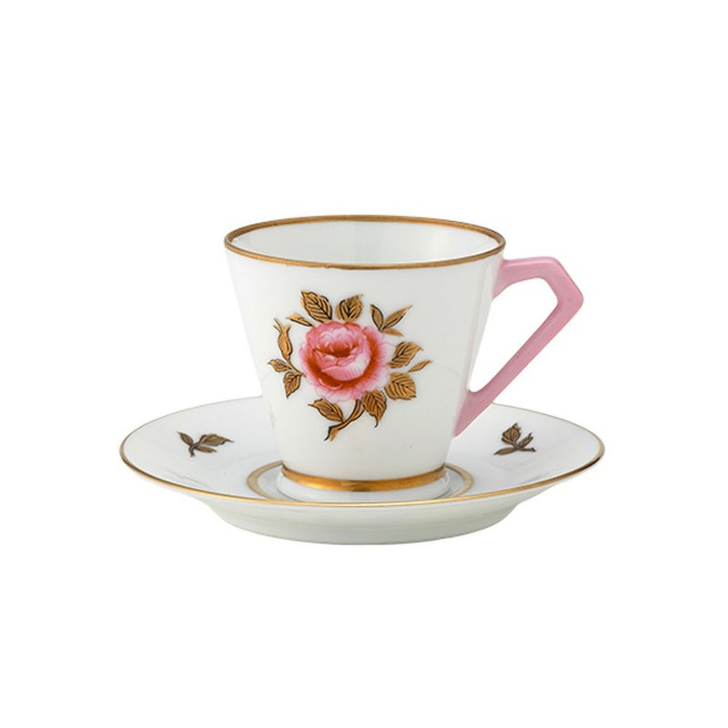 【1点限り】オールドノリタケ 金彩 薔薇文 デミタスカップ＆ソーサー ピンク