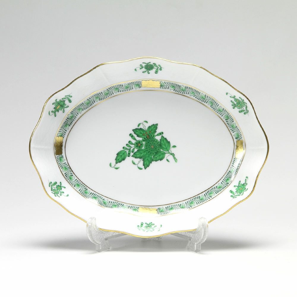 ヘレンド (HEREND) アポニーグリーン AV リーフディッシュ 20cm 00204