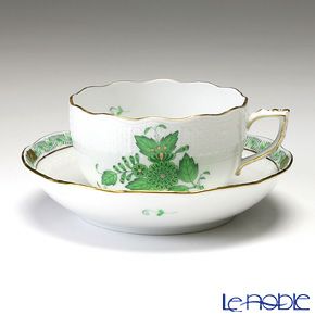 美品 ヘレンド アポニーグリーン ティーカップ＆ソーサー704 ヘレンド (HEREND) アポニーグリーン 00704-0-00／704 ティーカップ