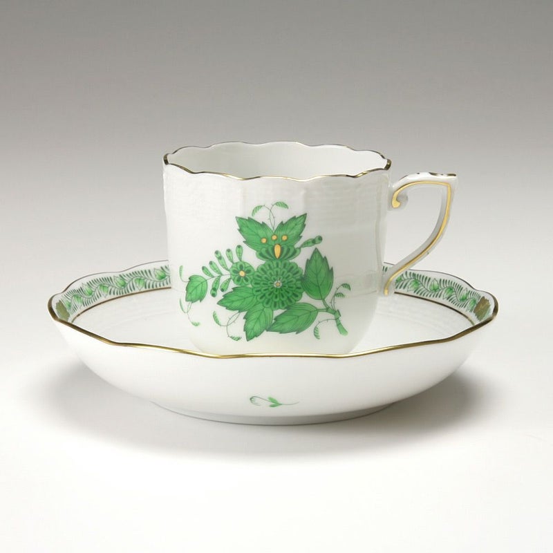 ヘレンド アポニーグリーン 00707-0-00／707 モカカップ＆ソーサー 150ml