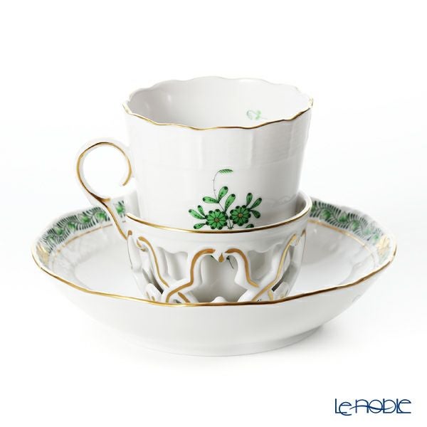 ヘレンド (HEREND) アポニーグリーン 00713-0-00／713 チョコレートカップ＆ソーサー