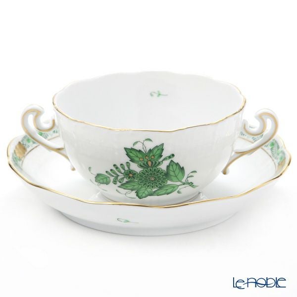 ヘレンド アポニーグリーン スープカップ＆ソーサー 180ml 00718-0-00／702