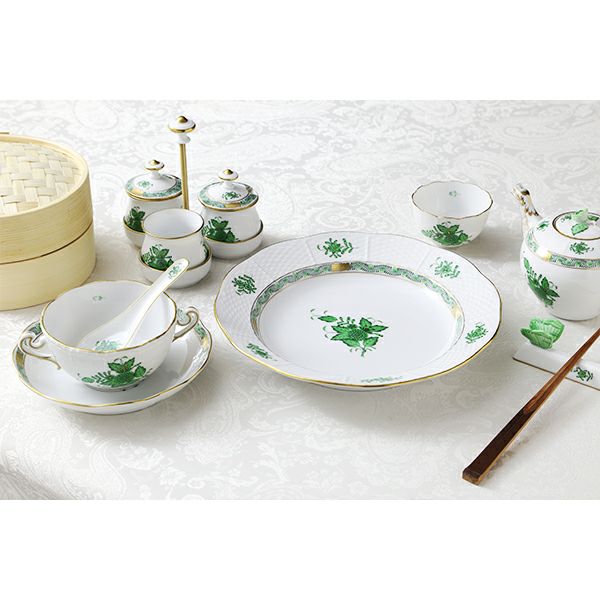 ヘレンド アポニーグリーン スープカップ＆ソーサー 180ml 00718-0-00／702