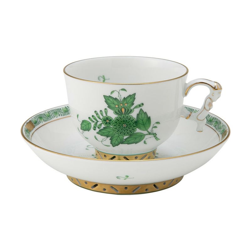 ヘレンド (HEREND) シノワズリ（中国趣味）アポニーグリーン 03364-0-21 マンダリン ラージカップ＆ソーサー