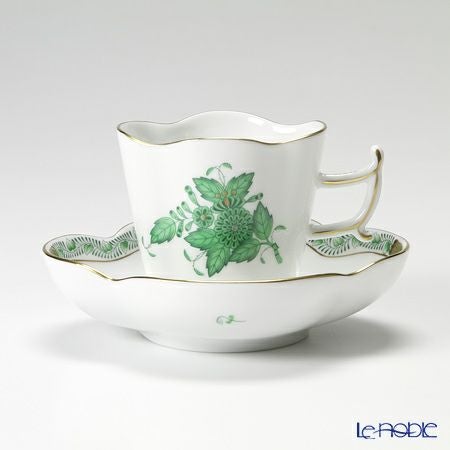 ヘレンド アポニーグリーン 04198-0-00／4198 コーヒーカップ＆ソーサー（楕円） 100ml