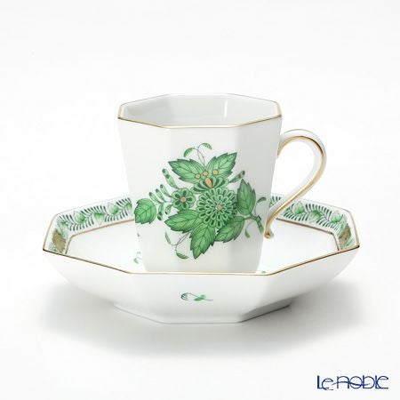 ヘレンド (HEREND) アポニーグリーン 04307-0-00 モカカップ＆ソーサー（オクタゴナル）