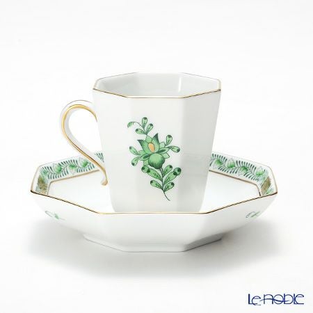 ヘレンド (HEREND) アポニーグリーン 04307-0-00 モカカップ＆ソーサー（オクタゴナル）