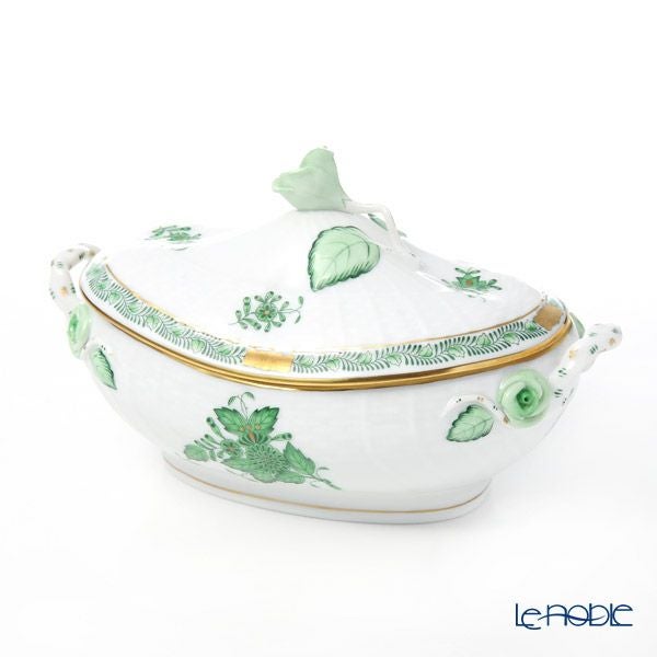 ヘレンド アポニーグリーン 06011-0-09 オーバルボックス（ローズ）