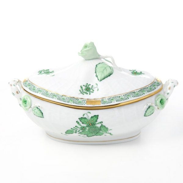 ヘレンド アポニーグリーン 06011-0-09 オーバルボックス（ローズ）