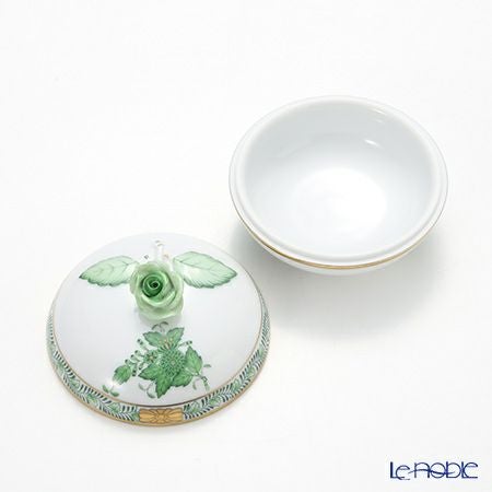 ヘレンド アポニーグリーン 06021-0-09 ラウンドボックス（ローズ） 8cm