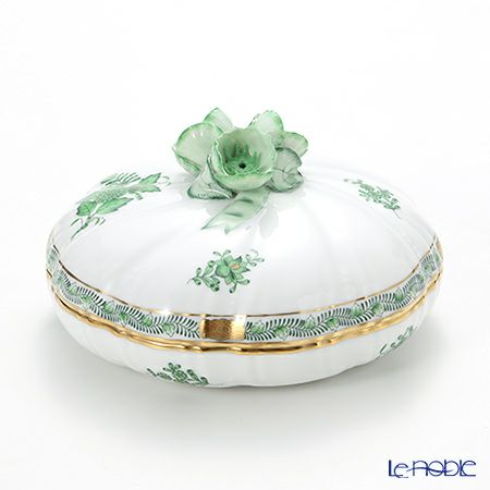 ヘレンド アポニーグリーン 06026-0-29 ラウンドボックス（フラワー） 17cm