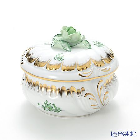 ヘレンド アポニーグリーン 06035-0-09 ラウンドボックス 12cm