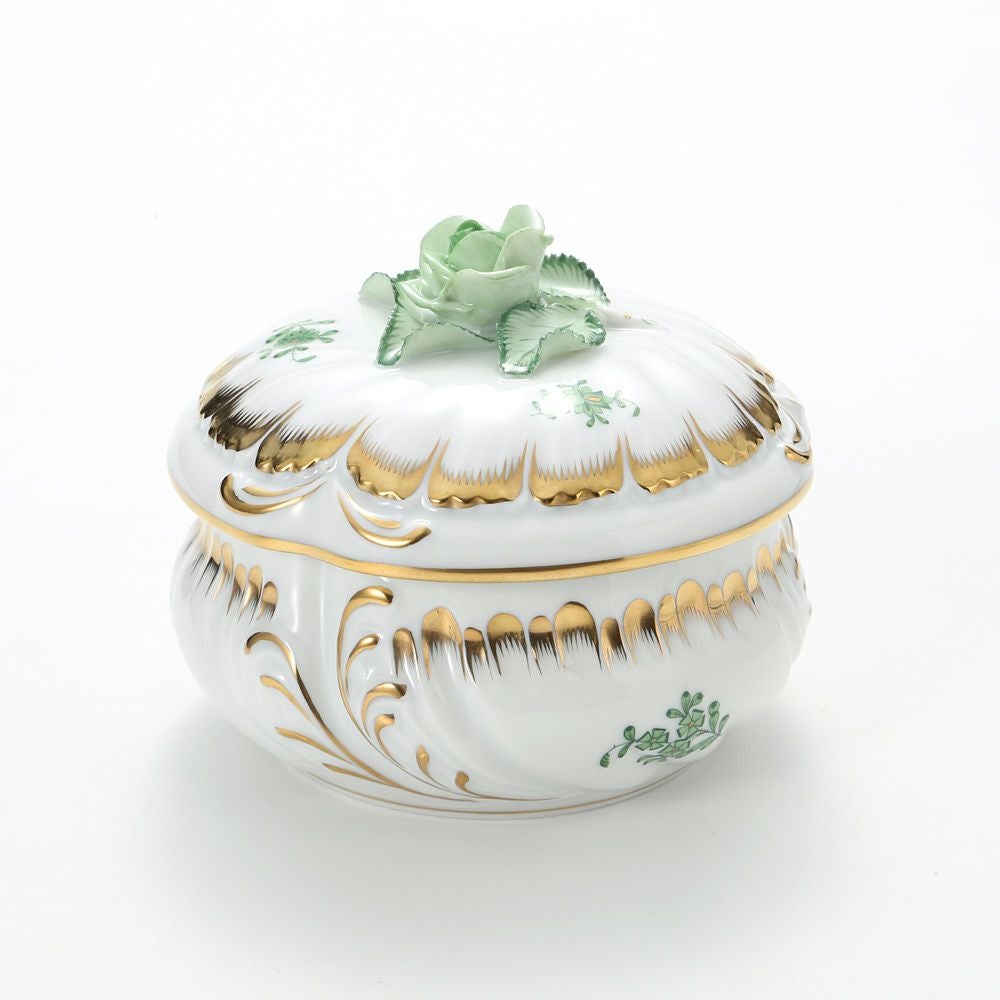 ヘレンド アポニーグリーン 06035-0-09 ラウンドボックス 12cm