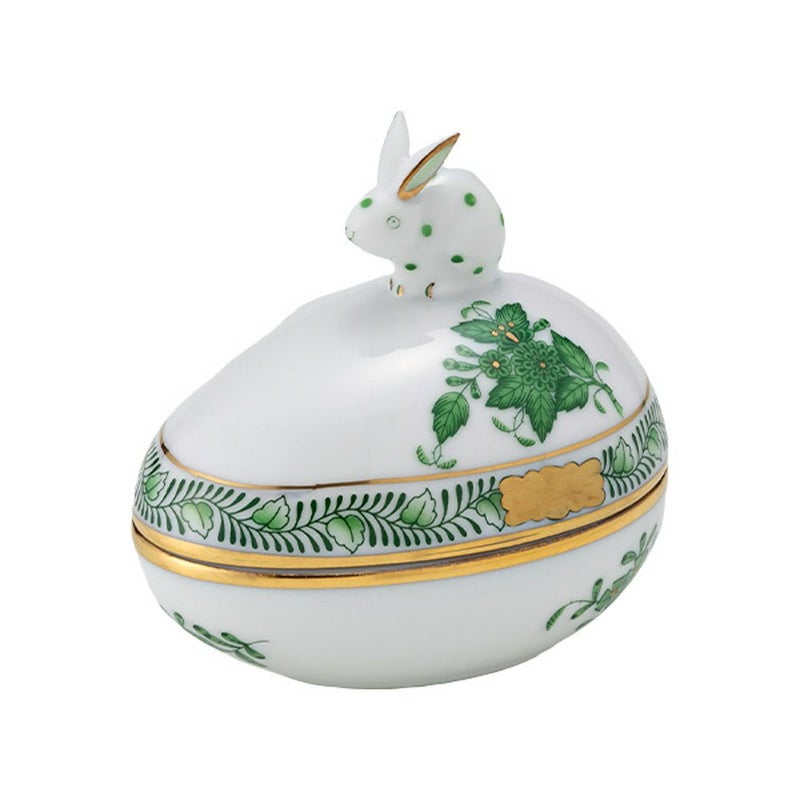 ヘレンド アポニーグリーン AV タマゴボックス ヨコ ウサギ 6.5cm 06054-0-25