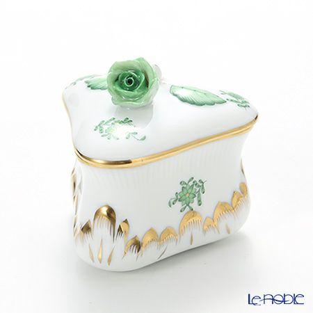 ヘレンド (HEREND) アポニーグリーン 06079-0-09 ボンボン入れ トライアングルボックス（ローズ）