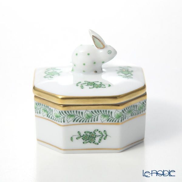 ヘレンド アポニーグリーン 06104-0-25 オクタゴナルボックス（ウサギ）