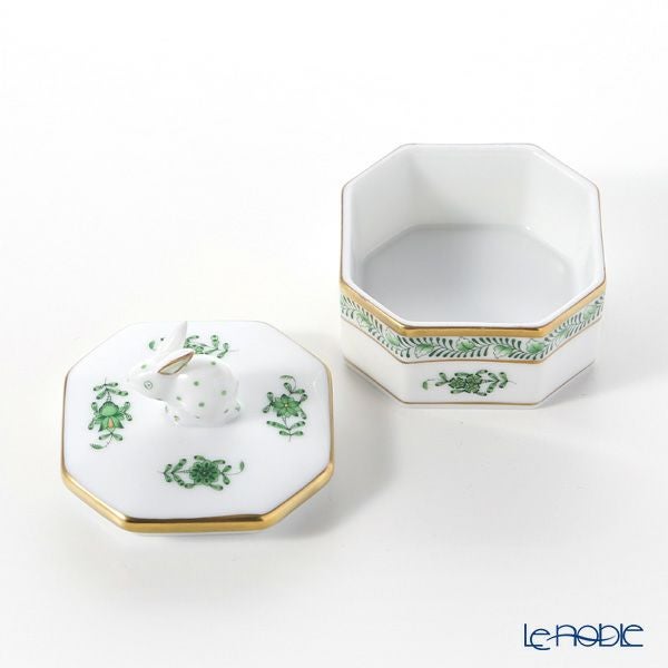 ヘレンド アポニーグリーン 06104-0-25 オクタゴナルボックス（ウサギ）