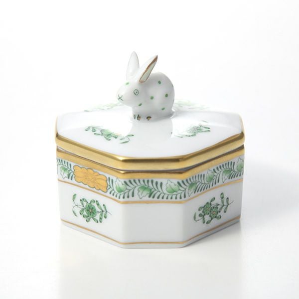 ヘレンド アポニーグリーン 06104-0-25 オクタゴナルボックス（ウサギ）