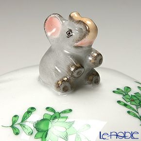 ヘレンド アポニーグリーン 06179-0-70 スクエアボックス（ゾウ） 7.3cm