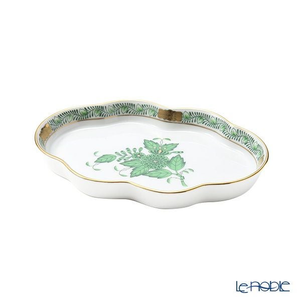 ヘレンド (HEREND) アポニーグリーン 07705-0-00 ウェーブディッシュ 14×9.5cm