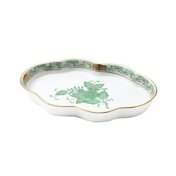 ヘレンド (HEREND) アポニーグリーン 07705-0-00 ウェーブディッシュ 14×9.5cm