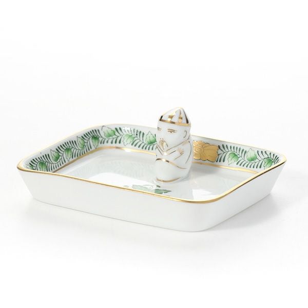 ヘレンド (HEREND) アポニーグリーン 07733-0-21 オブロングトレイ マンダリン 8cm