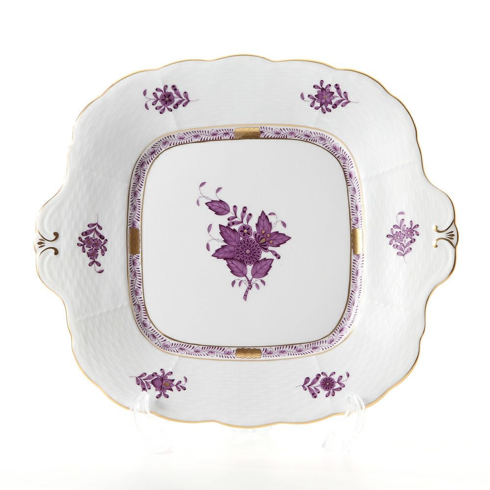 ヘレンド アポニーライラック 00431-0-00 四角ケーキ皿 28×25cm