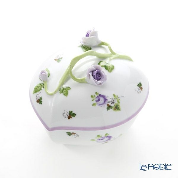 ヘレンド ウィーンのバラ ライラック 06001-0-02 ハートボックス（コエダ）