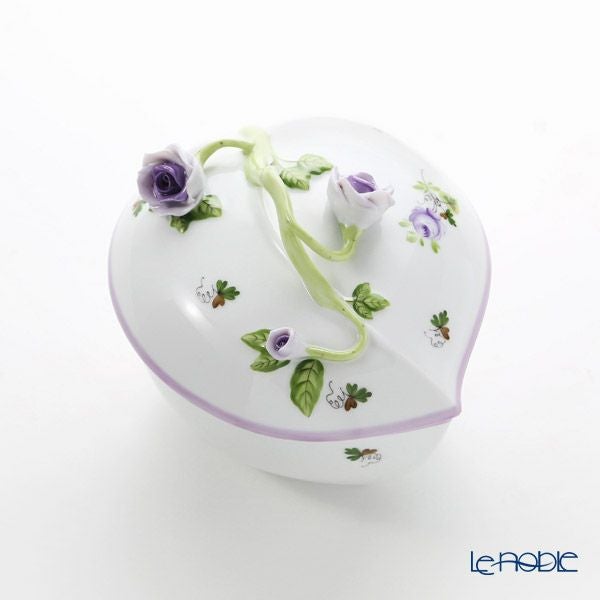 ヘレンド ウィーンのバラ ライラック 06001-0-02 ハートボックス（コエダ）