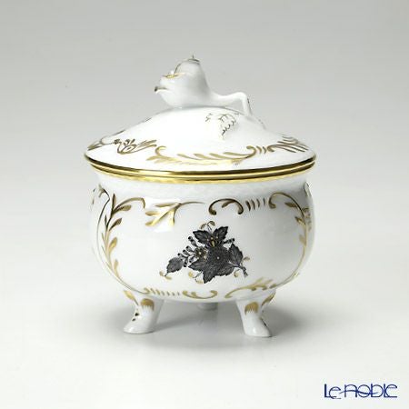 ヘレンド アポニーブラック 006040-0-09 ラウンドボックス（ローズ）